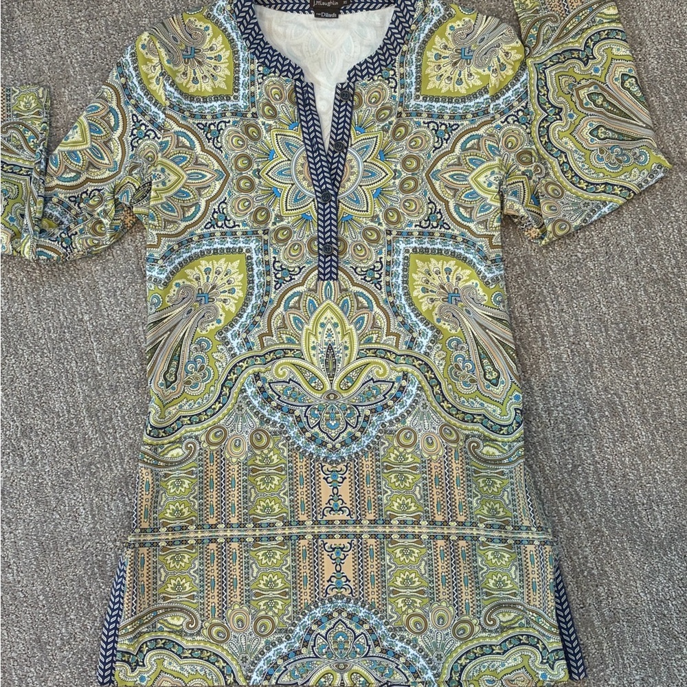 J McLaughlin Paisley Patterned 3/4 Sleeve Tunic Sz XS